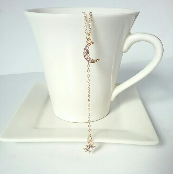 Gold Moon & Star Dangle Necklace - Picture 2 of 8
